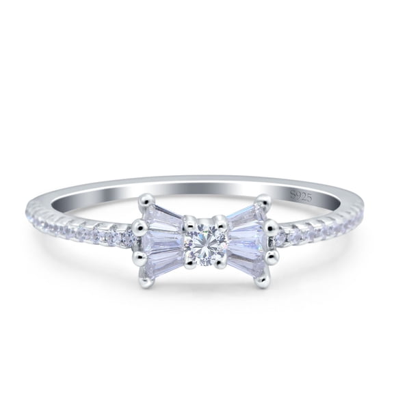 Petite Dainty Ribbon Bow Ring Engagement Band Round 925 Sterling Silver Size 4
