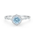 thumbnail image 1 of Petite Dainty Round Wedding Ring Aquamarine CZ 925 Sterling Silver Size 5, 1 of 3