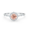 thumbnail image 1 of Petite Dainty Round Wedding Ring Morganite CZ 925 Sterling Silver Size 10, 1 of 3