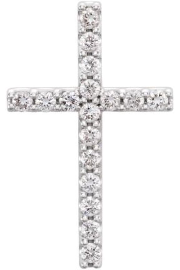 Petite Diamond Cross in 14k White Gold