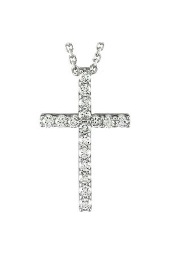 Petite Diamond Cross in 14k White Gold