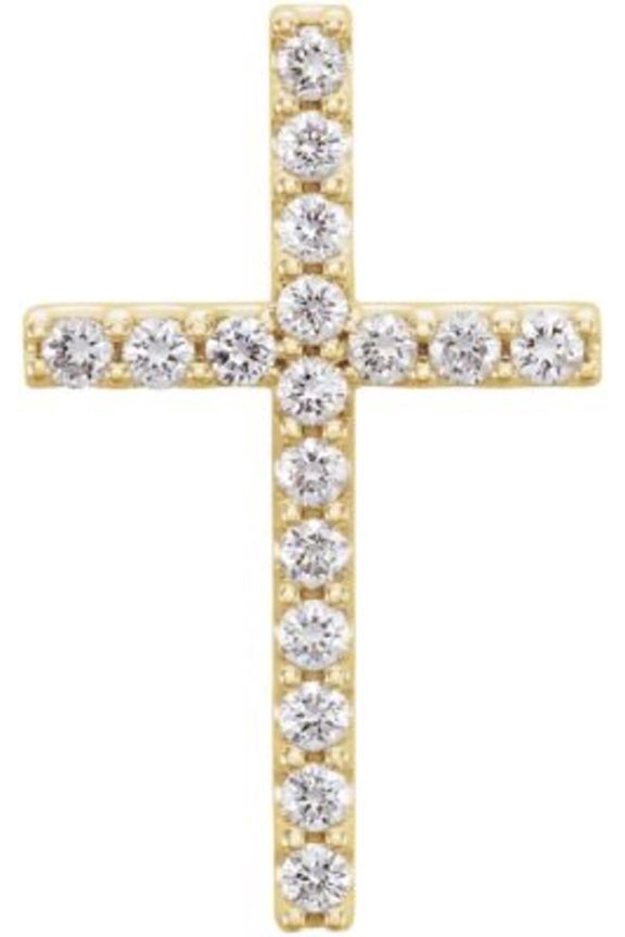 Petite Diamond Cross in 14k Yellow Gold