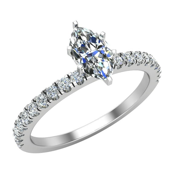 Petite Diamond Engagement Rings for Women Marquise Solitaire Diamond Ring 14K White Gold 0.65 CT TW