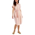 thumbnail image 1 of Petite Double Gauze Woven Striped Shirtdress Aloe Stripe White PXL, 1 of 1