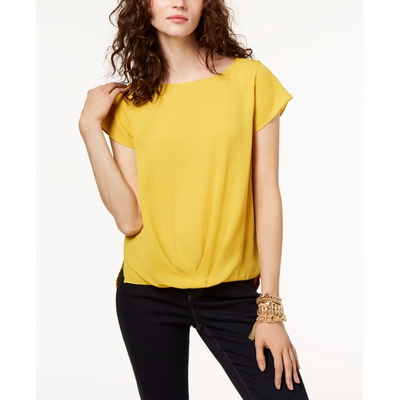 INC Womens  Draped Hem Top Polished Gold PL