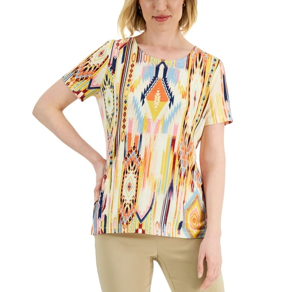 Petite Dreamland Jacquard Knit Top Whip Peach Combo PM