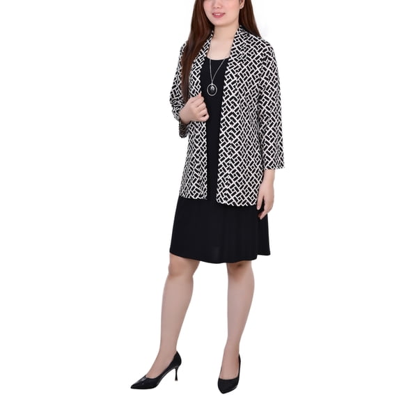 Petite Dress Set, 2 Piece Doeskin Black/Black PM