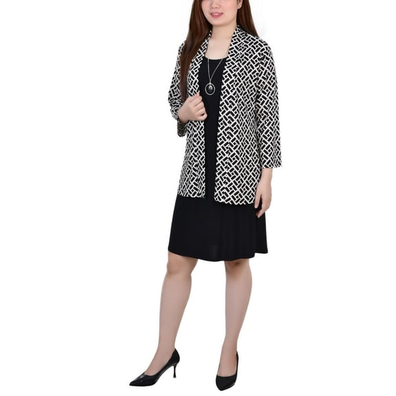 Petite Dress Set, 2 Piece Doeskin Black/Black PM