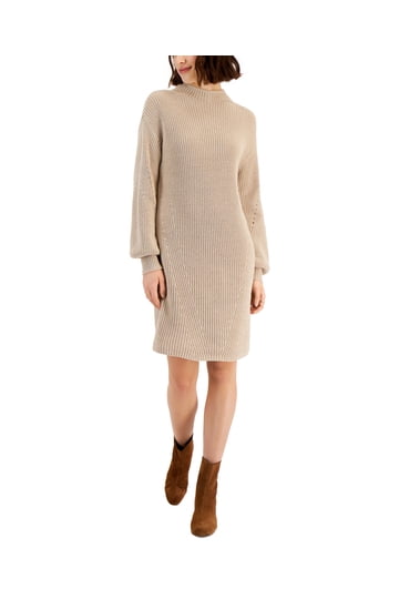 knee length dresses for ladies Dakota Long Sleeve Powder Blue Midi Sweater Dress L