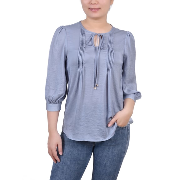 Petite Elbow Sleeve Satin Blouse Pale Blue PS