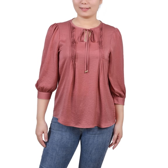 Petite Elbow Sleeve Satin Blouse Silver Pink PS