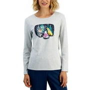 KAREN SCOTT Petite Embellished Holiday-Graphic T-Shirt Light Smoke Heather PM