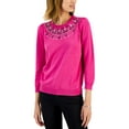 thumbnail image 1 of Petite Embellished-Neckline Sweater Pink Tutu PXS, 1 of 1
