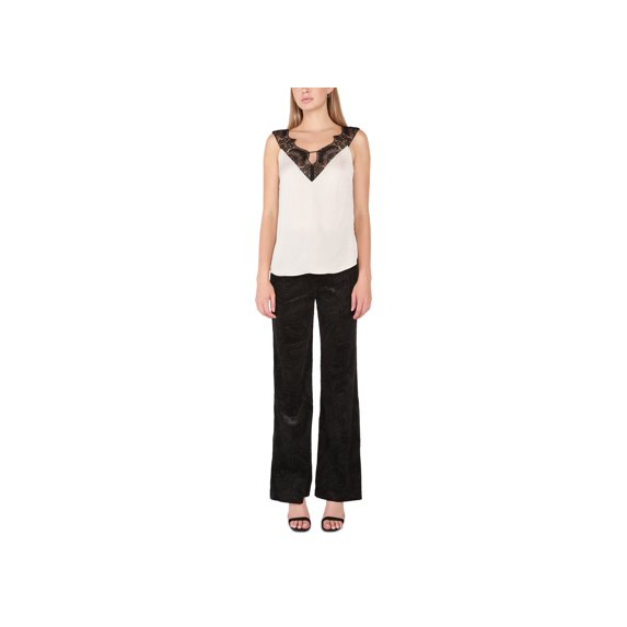 Petite Embossed Velvet Wide-Leg Pants Paisley Black Velvet PM