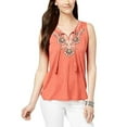 thumbnail image 1 of Petite Embroidered Split-Neck Top Pimpernel Bali PS, 1 of 1