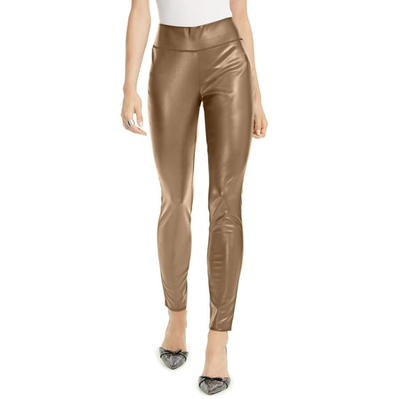 INC Petite Faux-Leather Skinny Pants Ginger 6P