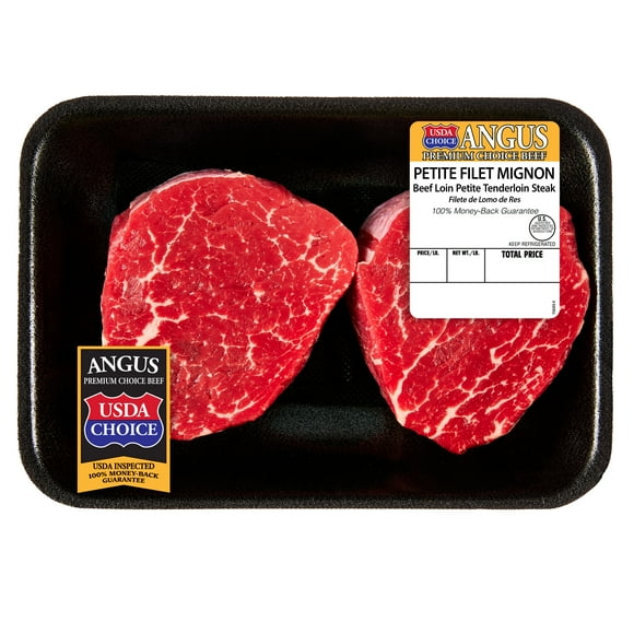 Petite Filet Mignon Steak, Choice Angus Beef, 2 Steaks per Tray, Fresh, 0.45 - 1.0 lb
