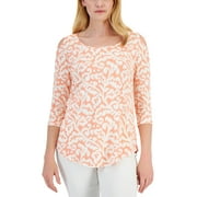 JM COLLECTION Petite Floral-Print Jacquard Top Berry Combo PM