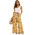 thumbnail image 1 of Petite Floral Print Palazzo Pants for Women High Waist Wide Leg Dressy Beach Vacation Trousers Yellow 2XL, 1 of 7
