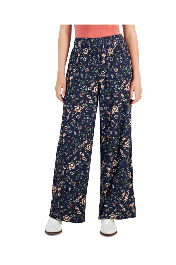 Petite Floral-Print Wide-Leg Pants Yellow Floral Print PL