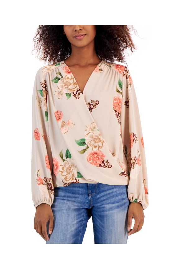 Petite Floral Surplice Top Karah Garden PXS