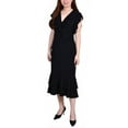 thumbnail image 1 of Petite Flutter Sleeve Ruffle Midi Dress Black PL, 1 of 1