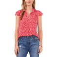 thumbnail image 1 of Petite Flutter-Sleeve Tie-Neck Top Coral PS, 1 of 1