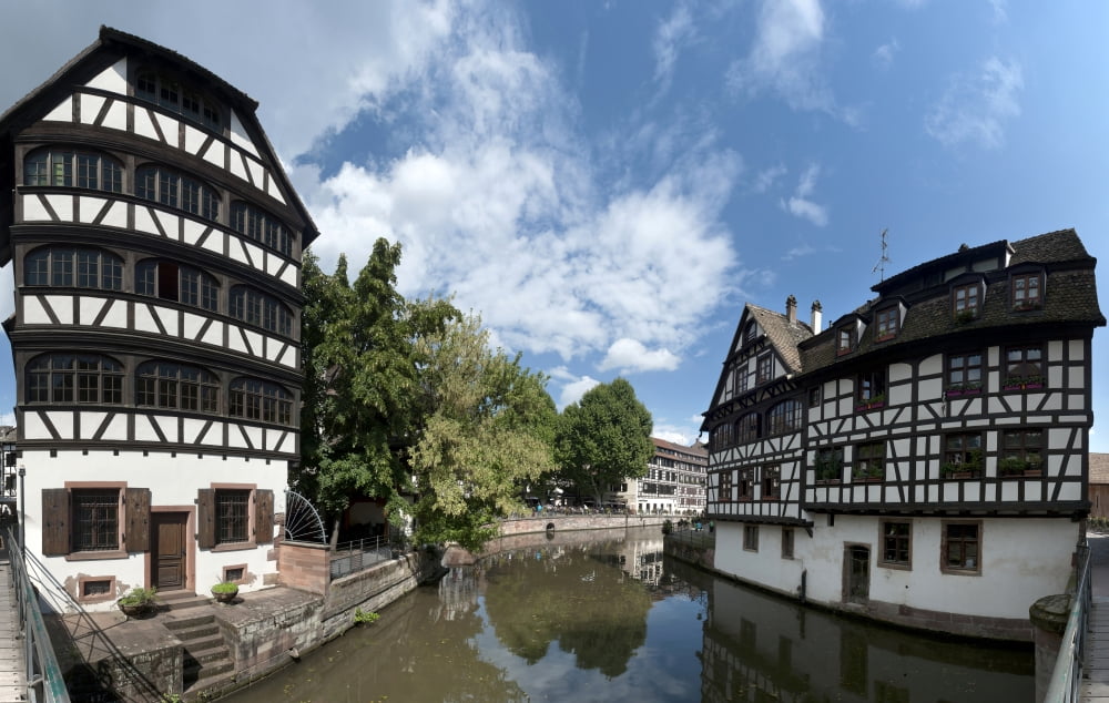 Petite France view from the bridge of the Rue Des Moulins Strasbourg Bas-Rhin Alsace France Canvas Art - Panoramic Images (36 x 12)