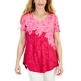 thumbnail image 1 of Petite Garden Etch Short-Sleeve Top Claret Rose Combo PP/PXS, 1 of 1