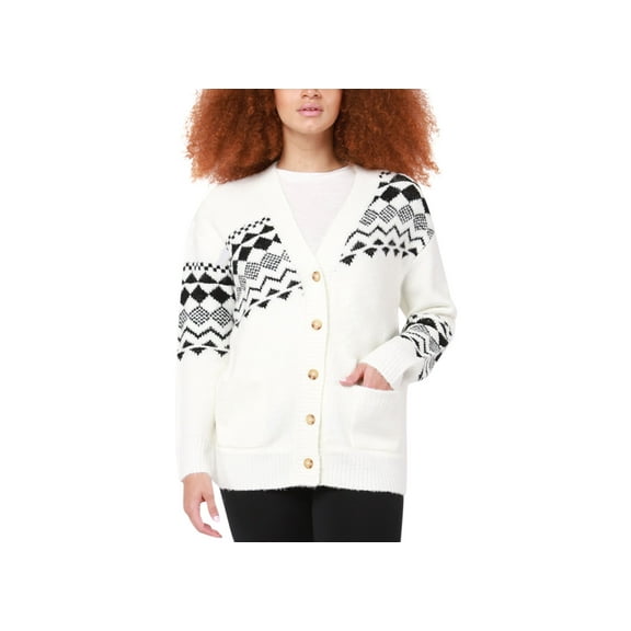 Petite Geo-Print Cardigan Sweater Fairisle Stripe PS