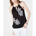 thumbnail image 1 of I.n.c. Petite Gingham Floral Halter Top Deep Black PXS, 1 of 1