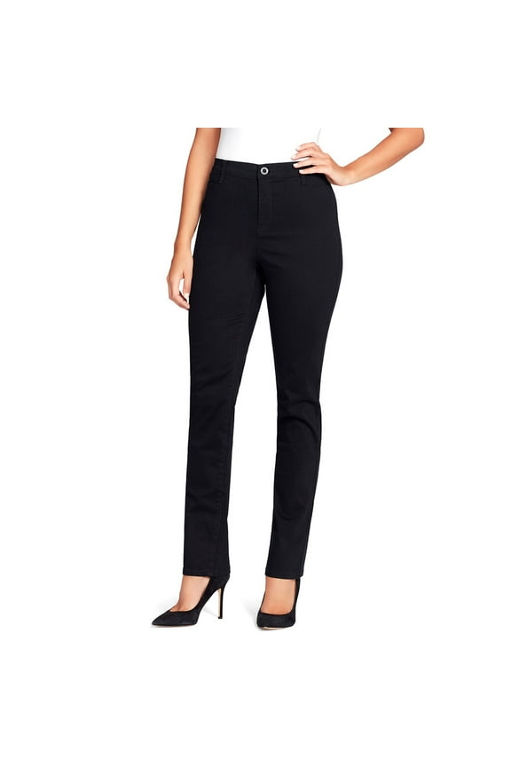 Petite Gloria Vanderbilt Amanda Modern Tapered Twill Trouser Pants Black