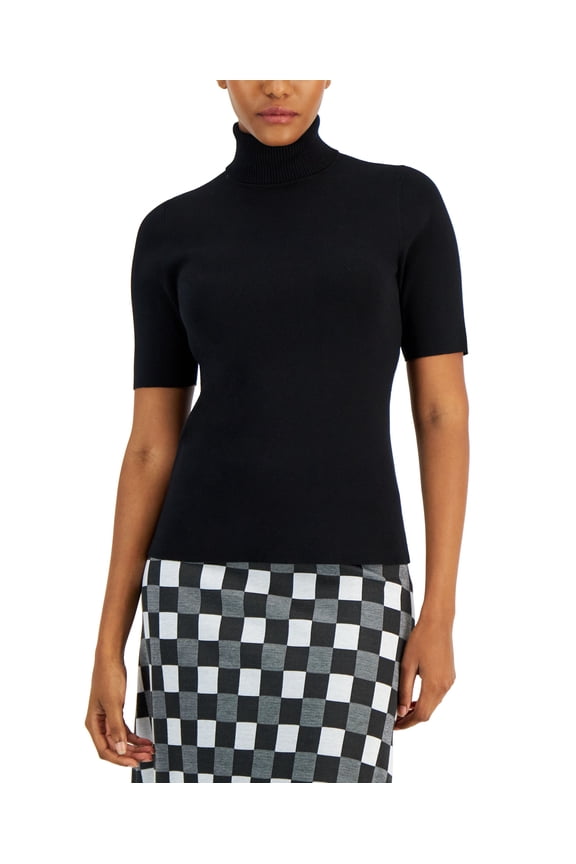 Petite Half-Sleeve Turtleneck Sweater Anne Black PS