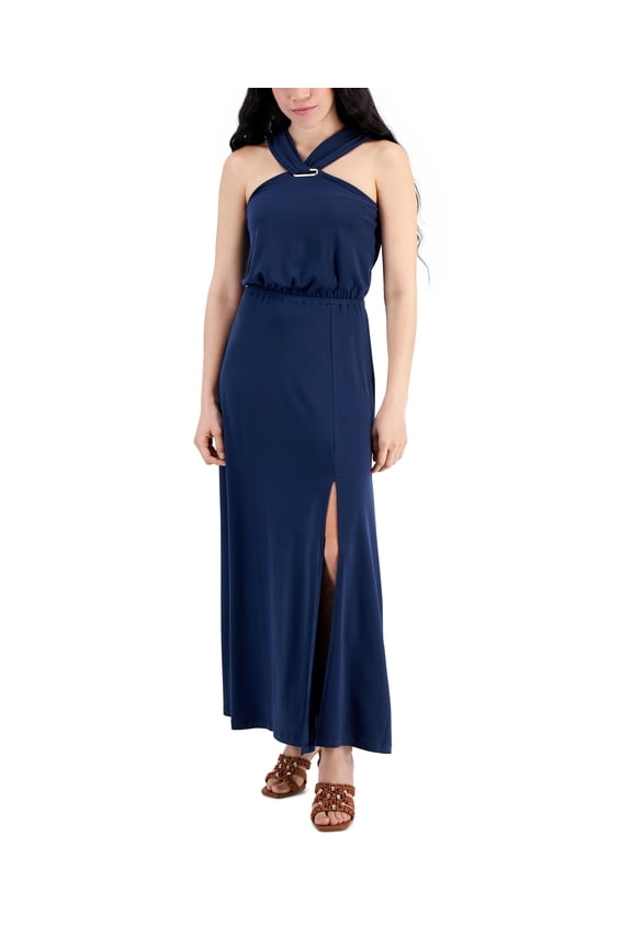 Petite Halter Maxi Dress Indigo Sea PL