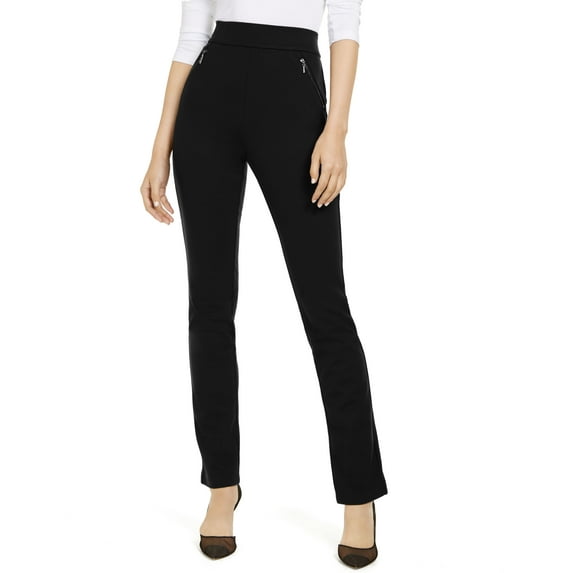 Petite High-Rise Zip-Pocket Pants Deep Black 8P
