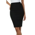thumbnail image 1 of Petite High Waist Stretch Pencil Skirt with Shirred Waist Detail - Black - Medium, 1 of 4