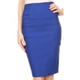 thumbnail image 1 of Petite High Waist Stretch Pencil Skirt with Shirred Waist Detail - Blue - 1X, 1 of 4