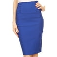 thumbnail image 1 of Petite High Waist Stretch Pencil Skirt with Shirred Waist Detail - Blue - Medium, 1 of 4