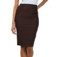 thumbnail image 1 of Petite High Waist Stretch Pencil Skirt with Shirred Waist Detail - Brown - Small, 1 of 4