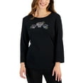 thumbnail image 1 of Petite Holiday Print 3/4-Sleeve Tops Deep Black Shells PS, 1 of 1