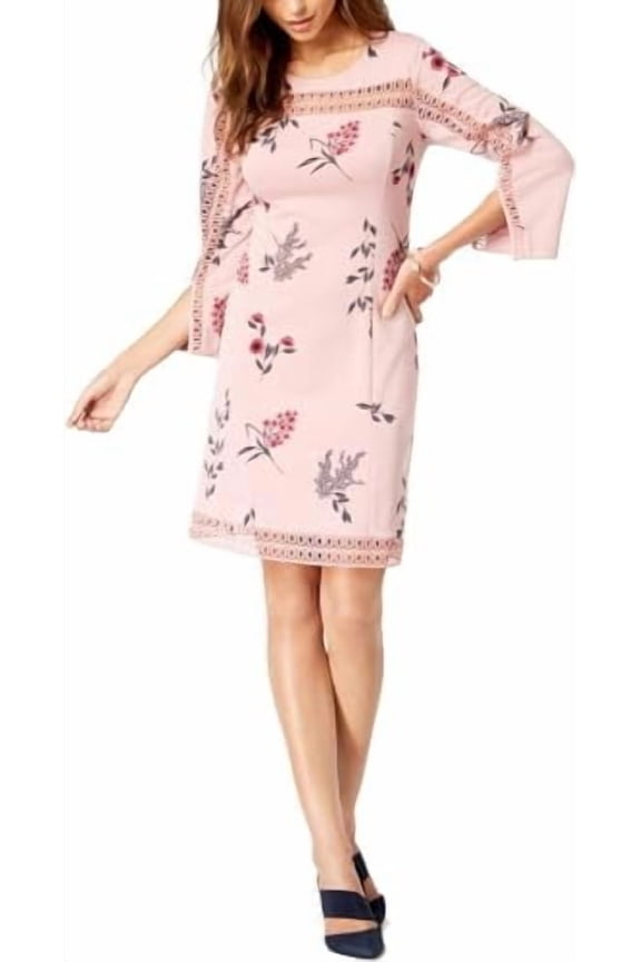 Petite Illusion-Lace Shift Dress Pink Diaphanous 0P