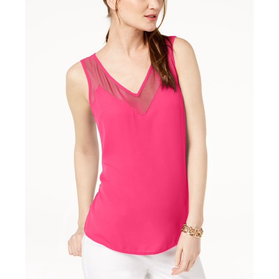 Petite Illusion Trim Tank Top Intense Pink PS