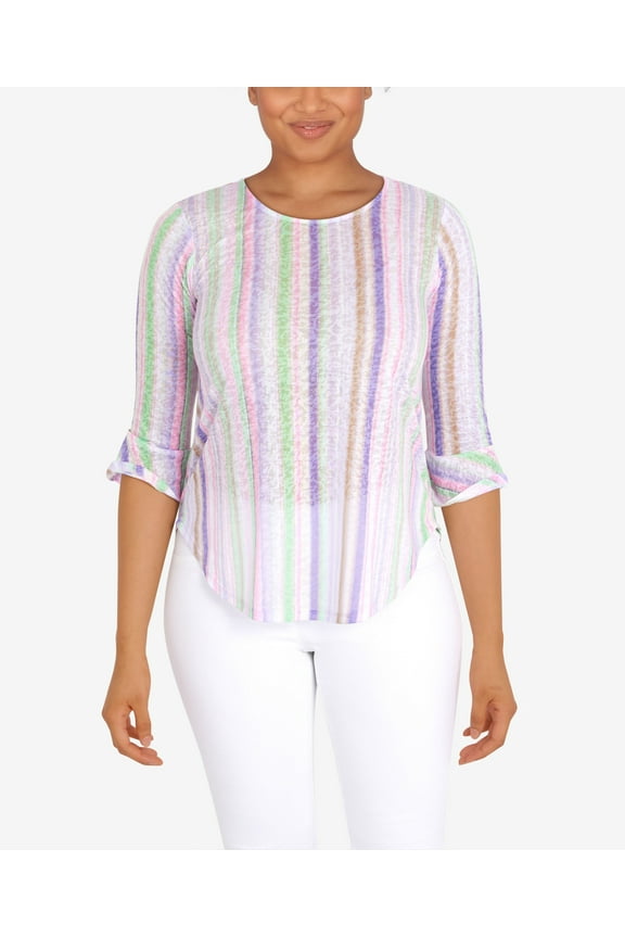 Petite Knit Candy Stripe Print Top Lily Multi