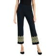 thumbnail image 1 of Petite Lace-Hem Ponte Pants Deep Black PM, 1 of 1