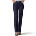 thumbnail image 1 of Petite Lee Flex Motion Straight-Leg Mid-Rise Pants Midnight Rinse, 1 of 4