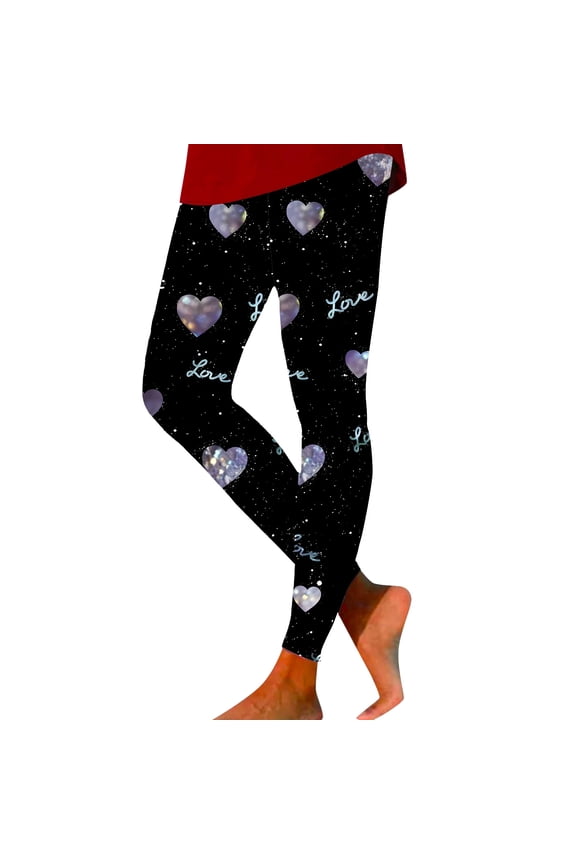 Petite Leggings for Women Cute Love Heart Print Valentine Tight Tight Women Ribbed Seamless Leggings High Waisted Patent Leather Leggings Valentines Gifts for Her