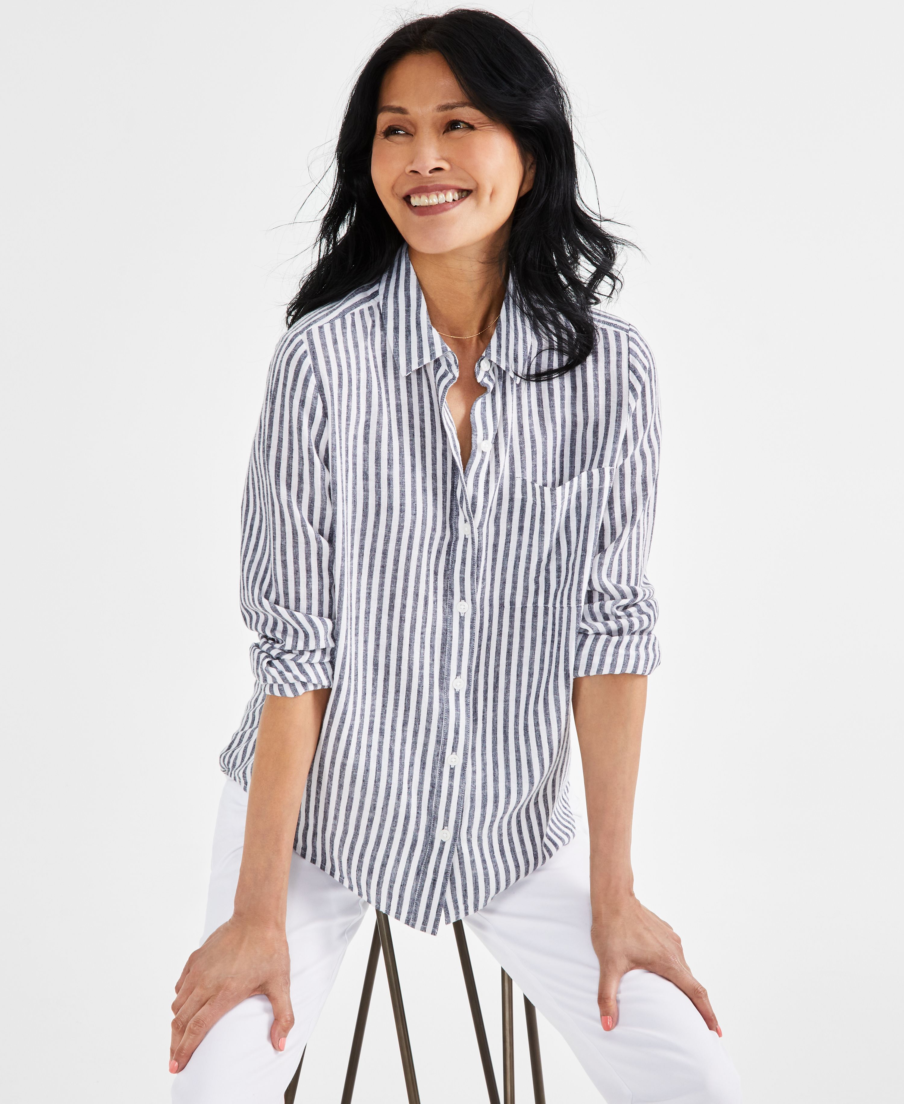 Linen-Blend Beach Shirt
