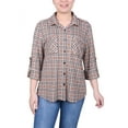 thumbnail image 1 of Petite Long Sleeve Button Front Tunic Top, 1 of 3