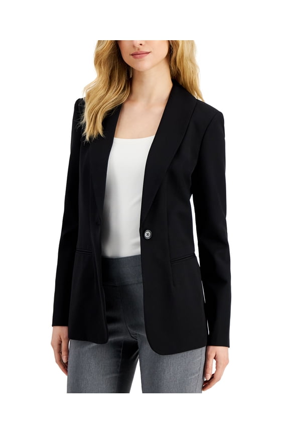 Petite Long Sleeve Collared Blazer Deep Black PM