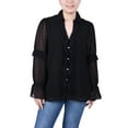 thumbnail image 1 of Petite Long Sleeve Dotted Chiffon Blouse, 1 of 3